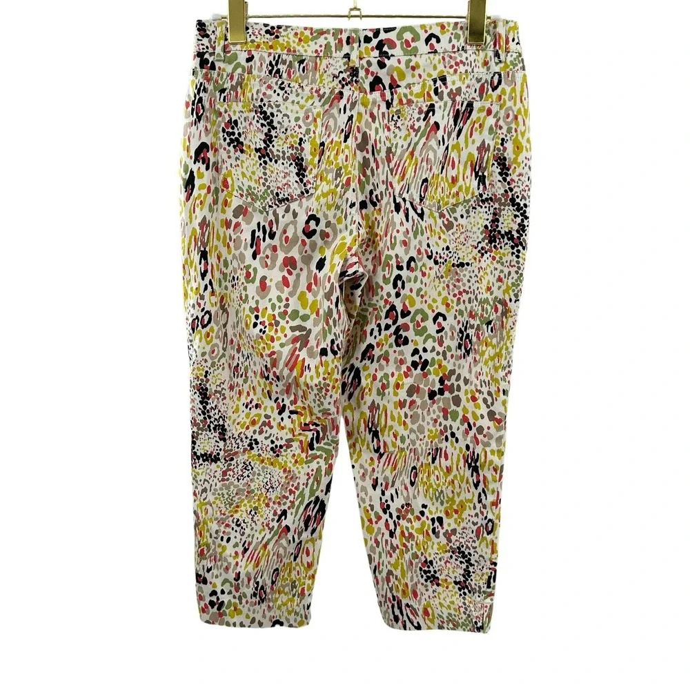 Madison Womens Leopard Animal‎ Print Cropped Pants Multi Color Size 6